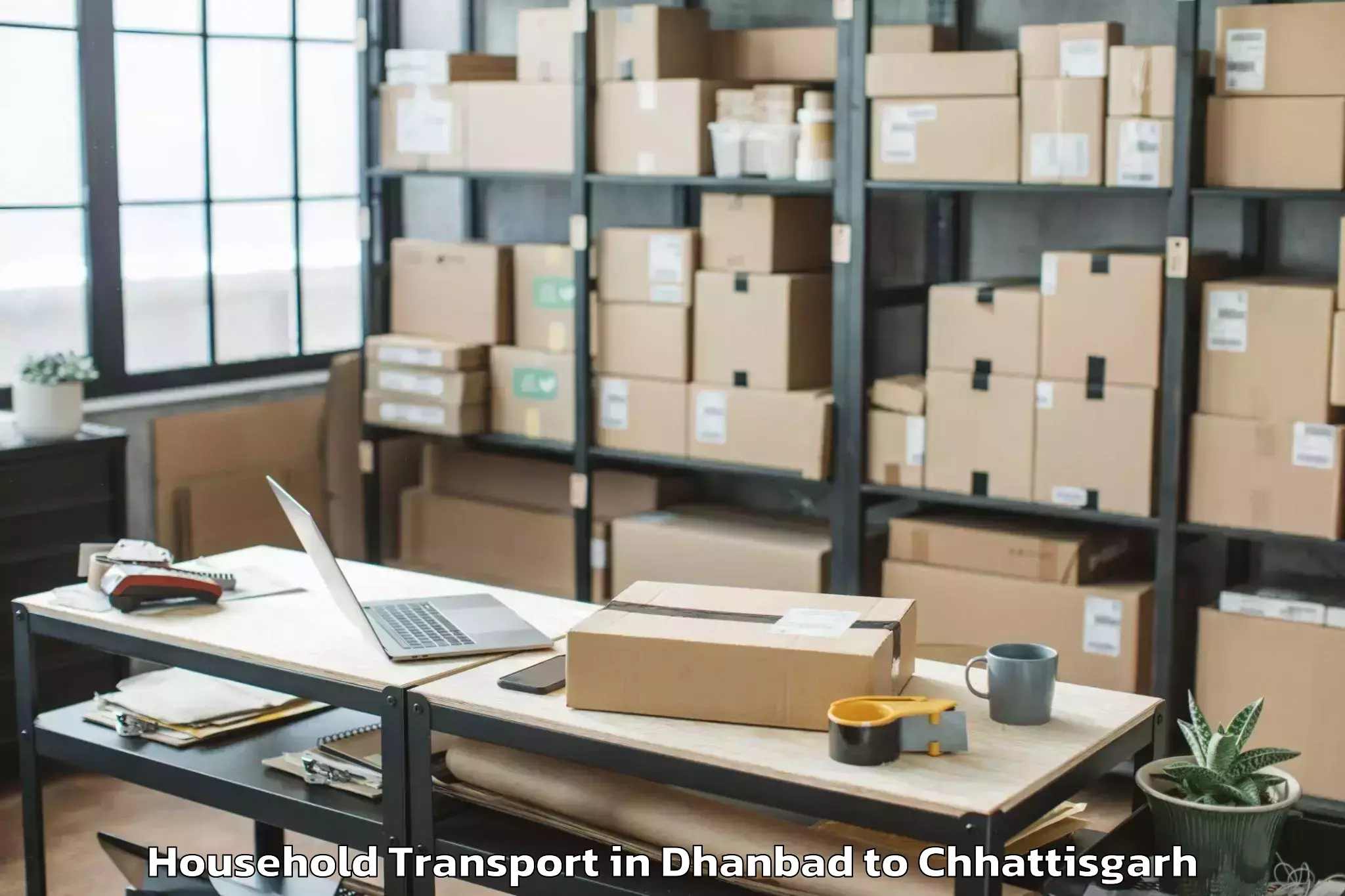 Trusted Dhanbad to Icfai University Raipur Durg Household Transport